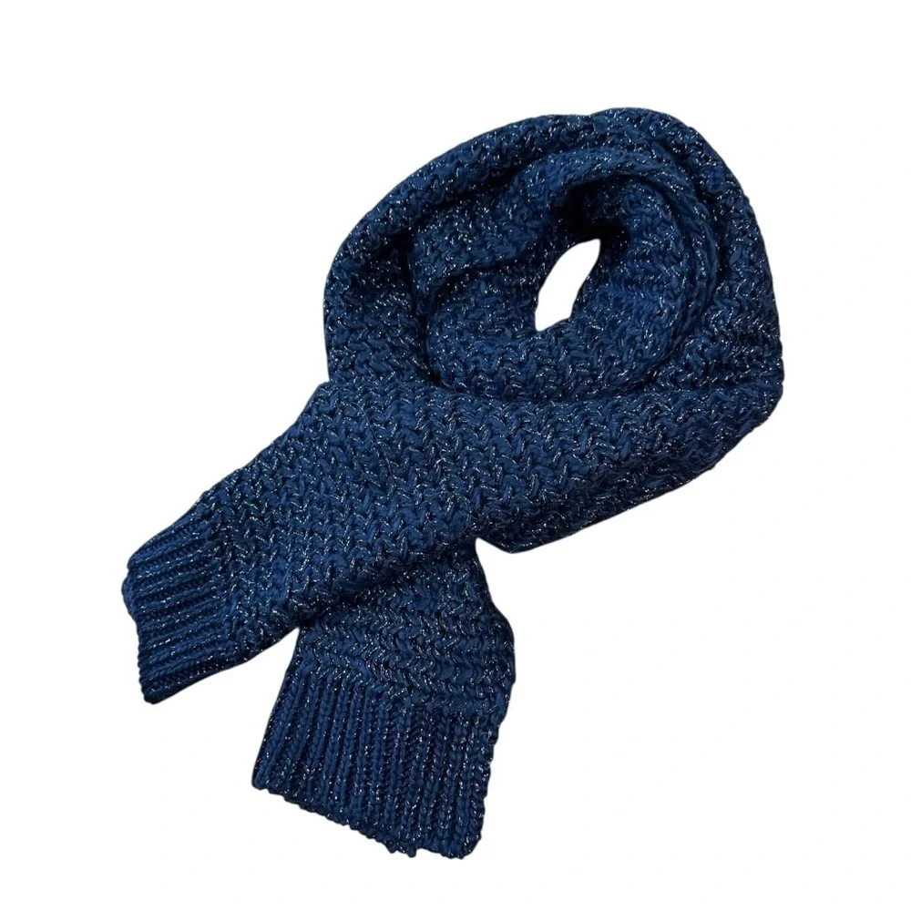 LOFT metallic blue chunky knit scarf
